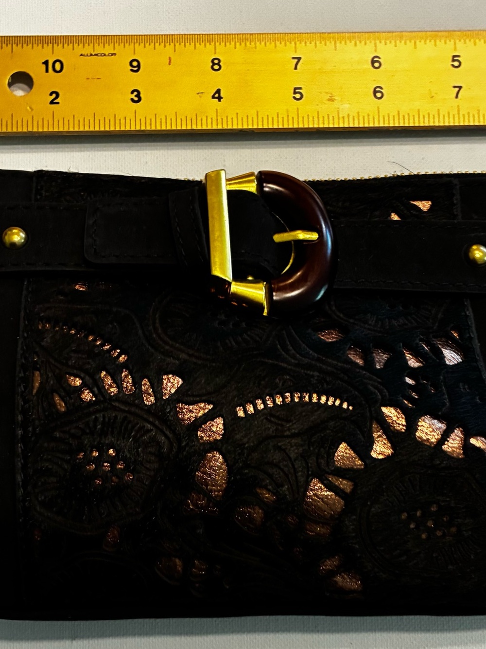 Sharif Legacy NWT Nubuck
Leather Wristlet Mini Bag Black &Gold - Picture 10 of 15